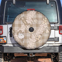 Khaki Palaka Hawaii Cowboy Christmas Spare Tire Cover Paniolo Mix Maile Lei LT7 Beige - Polynesian Pride