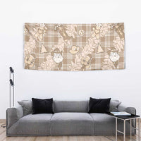 Khaki Palaka Hawaii Cowboy Christmas Tapestry Paniolo Mix Maile Lei LT7 - Polynesian Pride