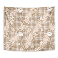 Khaki Palaka Hawaii Cowboy Christmas Tapestry Paniolo Mix Maile Lei LT7 - Polynesian Pride