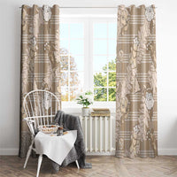 Khaki Palaka Hawaii Cowboy Christmas Window Curtain Paniolo Mix Maile Lei - Polynesian Pride