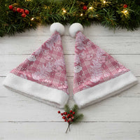 Pink Palaka Hawaii Cowboy Christmas Santa Hat Paniolo Mix Maile Lei LT7 - Polynesian Pride