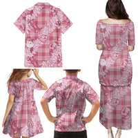 Pink Palaka Hawaii Cowboy Christmas Family Matching Puletasi and Hawaiian Shirt Paniolo Mix Maile Lei LT7 - Polynesian Pride