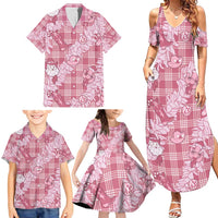 Pink Palaka Hawaii Cowboy Christmas Family Matching Summer Maxi Dress and Hawaiian Shirt Paniolo Mix Maile Lei LT7 - Polynesian Pride