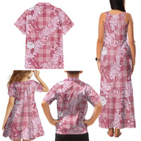 Pink Palaka Hawaii Cowboy Christmas Family Matching Tank Maxi Dress and Hawaiian Shirt Paniolo Mix Maile Lei LT7 - Polynesian Pride