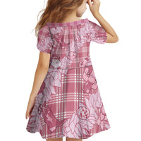 Pink Palaka Hawaii Cowboy Christmas Kid Short Sleeve Dress Paniolo Mix Maile Lei - Polynesian Pride