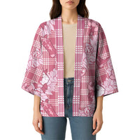 Pink Palaka Hawaii Cowboy Christmas Kimono Paniolo Mix Maile Lei - Polynesian Pride