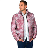 Pink Palaka Hawaii Cowboy Christmas Padded Jacket Paniolo Mix Maile Lei - Polynesian Pride