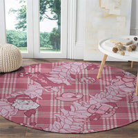 Pink Palaka Hawaii Cowboy Christmas Round Carpet Paniolo Mix Maile Lei - Polynesian Pride