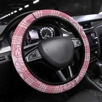 Pink Palaka Hawaii Cowboy Christmas Steering Wheel Cover Paniolo Mix Maile Lei - Polynesian Pride