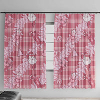Pink Palaka Hawaii Cowboy Christmas Window Curtain Paniolo Mix Maile Lei - Polynesian Pride