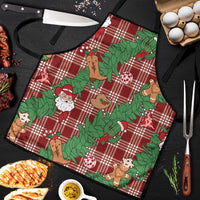 Red Palaka Hawaii Cowboy Christmas Apron Paniolo Mix Maile Lei - Polynesian Pride
