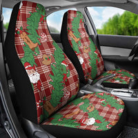 Red Palaka Hawaii Cowboy Christmas Car Seat Cover Paniolo Mix Maile Lei - Polynesian Pride