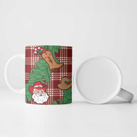 Red Palaka Hawaii Cowboy Christmas Ceramic Mug Paniolo Mix Maile Lei - Polynesian Pride