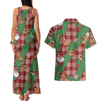Red Palaka Hawaii Cowboy Christmas Couples Matching Tank Maxi Dress and Hawaiian Shirt Paniolo Mix Maile Lei LT7 - Polynesian Pride