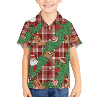 Red Palaka Hawaii Cowboy Christmas Family Matching Tank Maxi Dress and Hawaiian Shirt Paniolo Mix Maile Lei LT7 Son's Shirt Red - Polynesian Pride