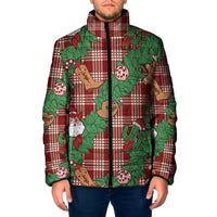 Red Palaka Hawaii Cowboy Christmas Padded Jacket Paniolo Mix Maile Lei - Polynesian Pride