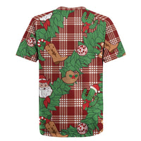 Red Palaka Hawaii Cowboy Christmas Rugby Jersey Paniolo Mix Maile Lei - Polynesian Pride