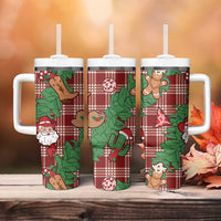 Red Palaka Hawaii Cowboy Christmas Tumbler With Handle Paniolo Mix Maile Lei - Polynesian Pride