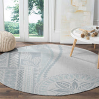 Samoa White Sunday Round Carpet Classic Siapo Style LT7 - Polynesian Pride