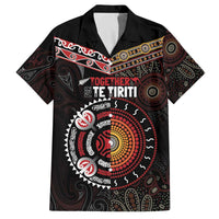 Aotearoa and Australia Indigenous Family Matching Off The Shoulder Long Sleeve Dress and Hawaiian Shirt Stand Together For Te Tiriti LT7 Dad's Shirt - Short Sleeve Black - Polynesian Pride