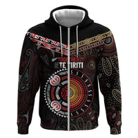 Aotearoa and Australia Indigenous Zip Hoodie Stand Together For Te Tiriti LT7 Zip Hoodie Black - Polynesian Pride