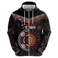 Aotearoa and Australia Indigenous Zip Hoodie Stand Together For Te Tiriti LT7 - Polynesian Pride
