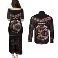 Aotearoa and Samoa Together For Te Tiriti Couples Matching Puletasi and Long Sleeve Button Shirt Kowhaiwhai Mix Siapo