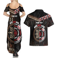 Aotearoa and Samoa Together For Te Tiriti Couples Matching Summer Maxi Dress and Hawaiian Shirt Kowhaiwhai Mix Siapo