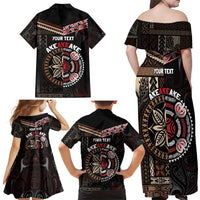 Aotearoa and Samoa Together For Te Tiriti Family Matching Off Shoulder Maxi Dress and Hawaiian Shirt Kowhaiwhai Mix Siapo LT7 - Polynesian Pride
