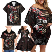Aotearoa and Samoa Together For Te Tiriti Family Matching Off Shoulder Short Dress and Hawaiian Shirt Kowhaiwhai Mix Siapo LT7 - Polynesian Pride