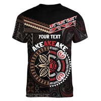 Aotearoa and Samoa Together For Te Tiriti Women V-Neck T-Shirt Kowhaiwhai Mix Siapo