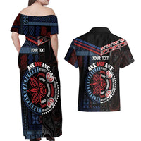 Aotearoa and Samoa Together For Te Tiriti Couples Matching Off Shoulder Maxi Dress and Hawaiian Shirt Kowhaiwhai Mix Siapo - Flag Color LT7 - Polynesian Pride