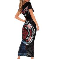 Aotearoa and Samoa Together For Te Tiriti Family Matching Short Sleeve Bodycon Dress and Hawaiian Shirt Kowhaiwhai Mix Siapo - Flag Color LT7 - Polynesian Pride