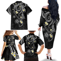 Polynesia Tribal Family Matching Off The Shoulder Long Sleeve Dress and Hawaiian Shirt Tentacles Plumeria LT7 - Polynesian Pride