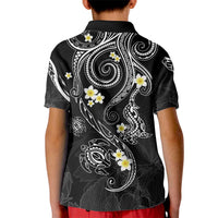 Polynesia Tribal Kid Polo Shirt Tentacles Plumeria