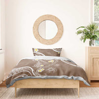 Polynesia Tribal Bedding Set Mocha Plumeria Tentacles