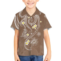 Polynesia Tribal Family Matching Summer Maxi Dress and Hawaiian Shirt Mocha Plumeria Tentacles