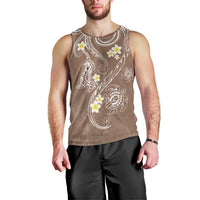 Polynesia Tribal Men Tank Top Mocha Plumeria Tentacles