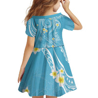 Polynesia Tribal Family Matching Short Sleeve Bodycon Dress and Hawaiian Shirt Turquoise Plumeria Tentacles