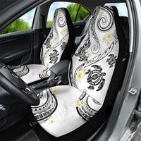 Polynesia Tribal Car Seat Cover White Plumeria Tentacles