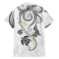 Polynesia Tribal Family Matching Puletasi and Hawaiian Shirt White Plumeria Tentacles