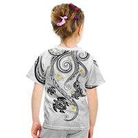 Polynesia Tribal Kid T Shirt White Plumeria Tentacles