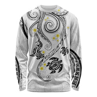 Polynesia Tribal Long Sleeve Shirt White Plumeria Tentacles