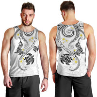 Polynesia Tribal Men Tank Top White Plumeria Tentacles