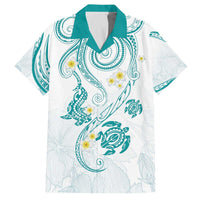 Polynesia Tribal Family Matching Off The Shoulder Long Sleeve Dress and Hawaiian Shirt Teal Plumeria Tentacles LT7 - Polynesian Pride