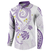 Polynesia Tribal Button Sweatshirt Lilac Plumeria Tentacles