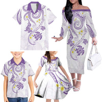 Polynesia Tribal Family Matching Off The Shoulder Long Sleeve Dress and Hawaiian Shirt Lilac Plumeria Tentacles LT7 Lilac - Polynesian Pride
