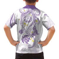 Polynesia Tribal Family Matching Off Shoulder Maxi Dress and Hawaiian Shirt Lilac Plumeria Tentacles