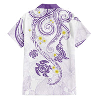 Polynesia Tribal Family Matching Short Sleeve Bodycon Dress and Hawaiian Shirt Lilac Plumeria Tentacles