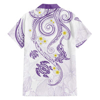 Polynesia Tribal Family Matching Summer Maxi Dress and Hawaiian Shirt Lilac Plumeria Tentacles